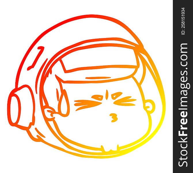 Warm Gradient Line Drawing Cartoon Stressed Astronaut Face