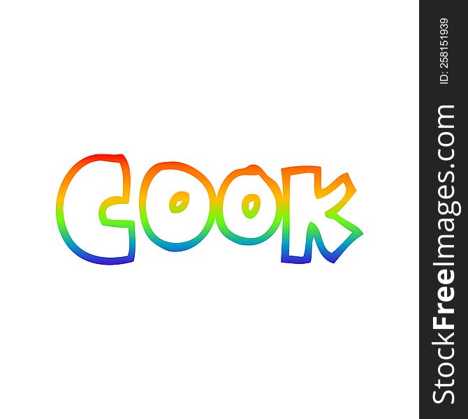 rainbow gradient line drawing of a cartoon word cook