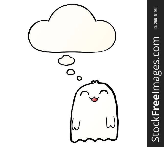 Cartoon Ghost And Thought Bubble In Smooth Gradient Style