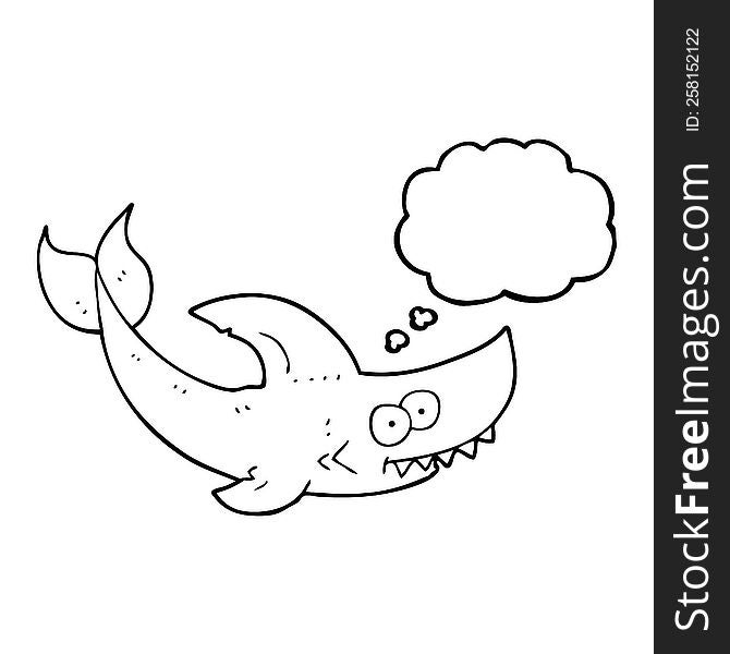 freehand drawn thought bubble cartoon shark