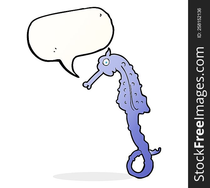 Cartoon Sea Horse With Speech Bubble