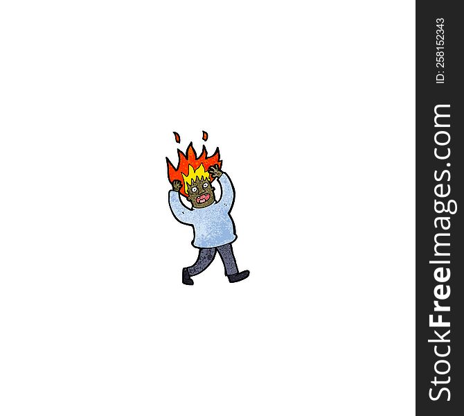 Cartoon Man With Flaming Hair