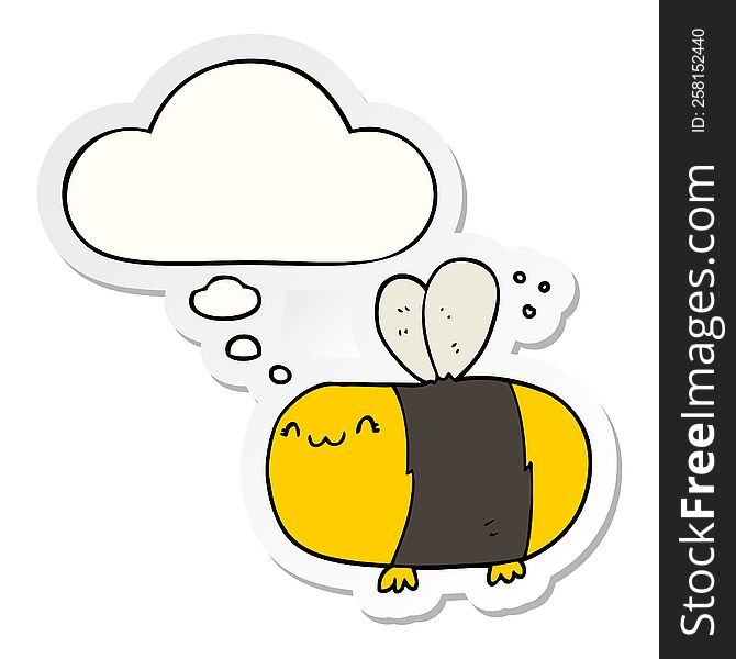 cute cartoon bee with thought bubble as a printed sticker