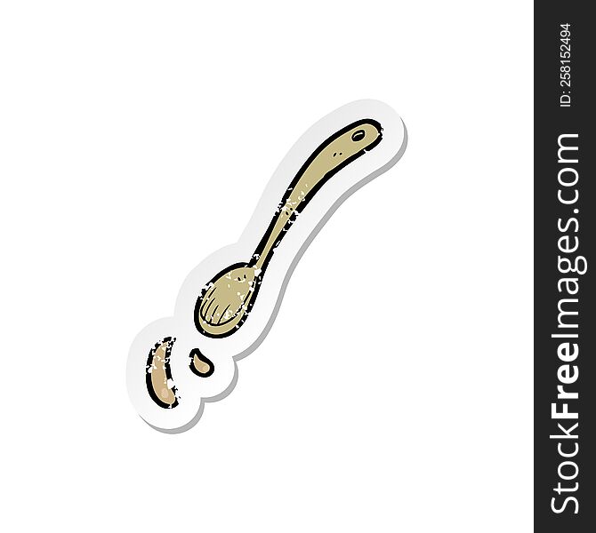 retro distressed sticker of a cartoon spoon