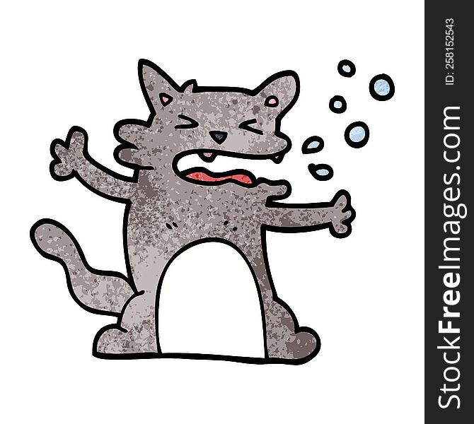 Cartoon Doodle Hiccuping Cat