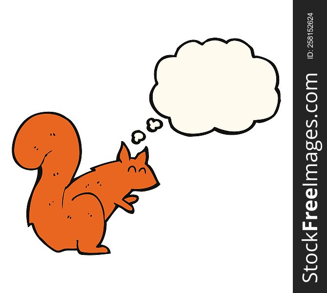 cartoon red squirrel with thought bubble