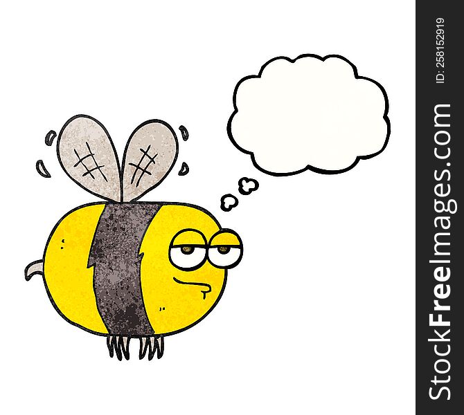 freehand drawn thought bubble textured cartoon unhappy bee
