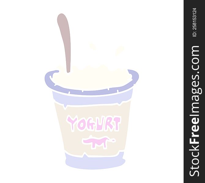 Flat Color Illustration Cartoon Yogurt