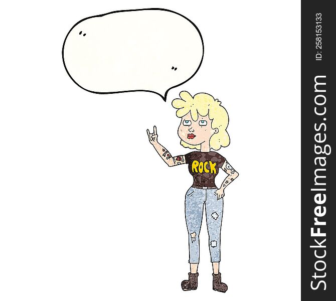 speech bubble textured cartoon rocker girl