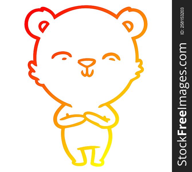 Warm Gradient Line Drawing Happy Cartoon Bear