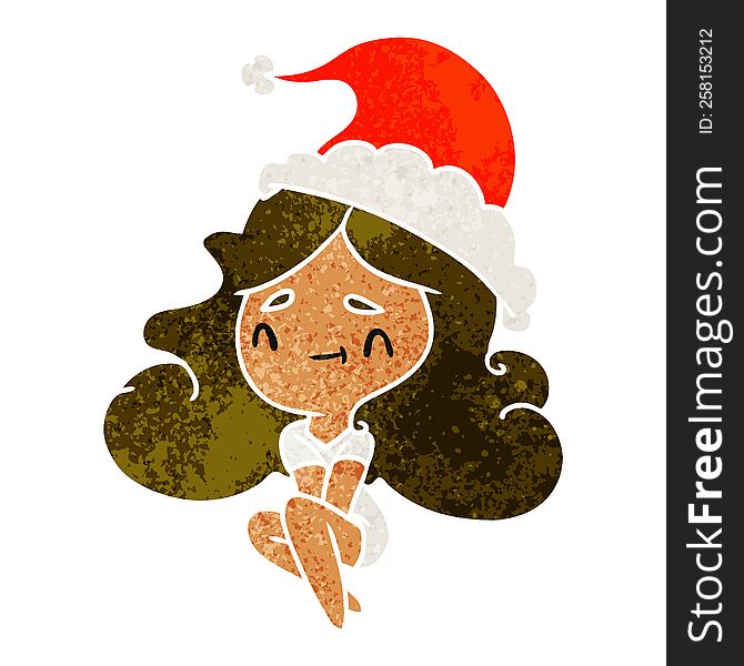 Christmas Retro Cartoon Of Kawaii Girl