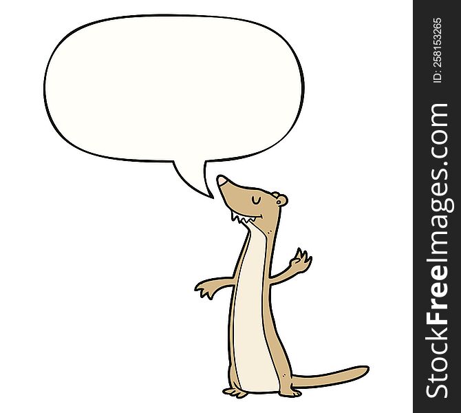 Cartoon Weasel And Speech Bubble