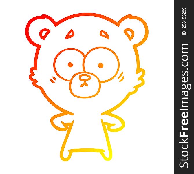 Warm Gradient Line Drawing Surprised Polar Bear Cartoon