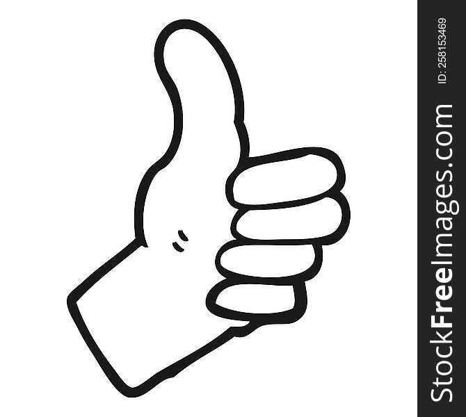 Black And White Cartoon Thumbs Up Sign