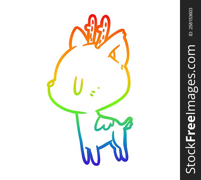 rainbow gradient line drawing of a cute deer