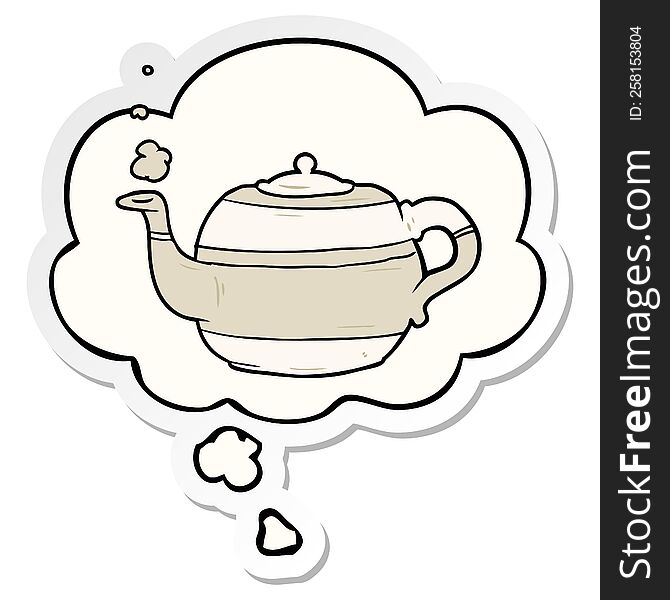 Cartoon Teapot And Thought Bubble As A Printed Sticker