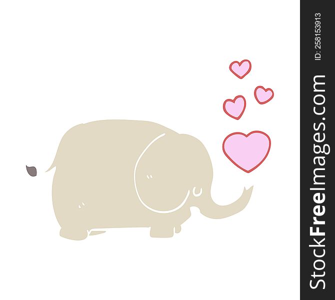 cute flat color style cartoon elephant with love hearts