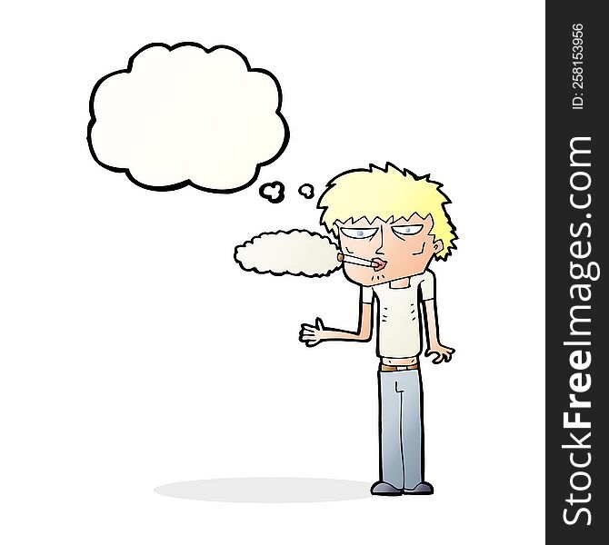 cartoon smoker with thought bubble