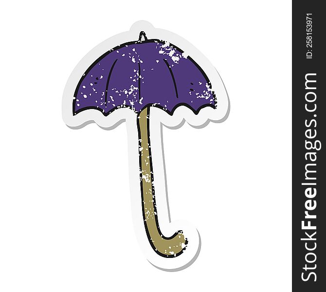 Retro Distressed Sticker Of A Cartoon Umbrella