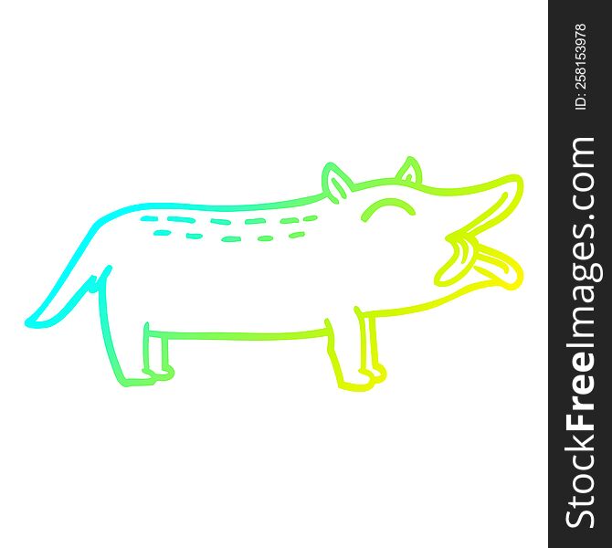 cold gradient line drawing of a cartoon funny dog