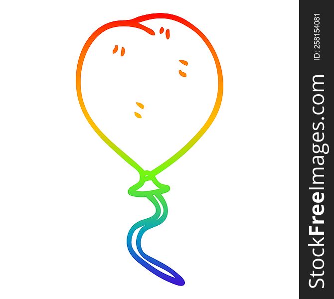 Rainbow Gradient Line Drawing Cartoon Balloon