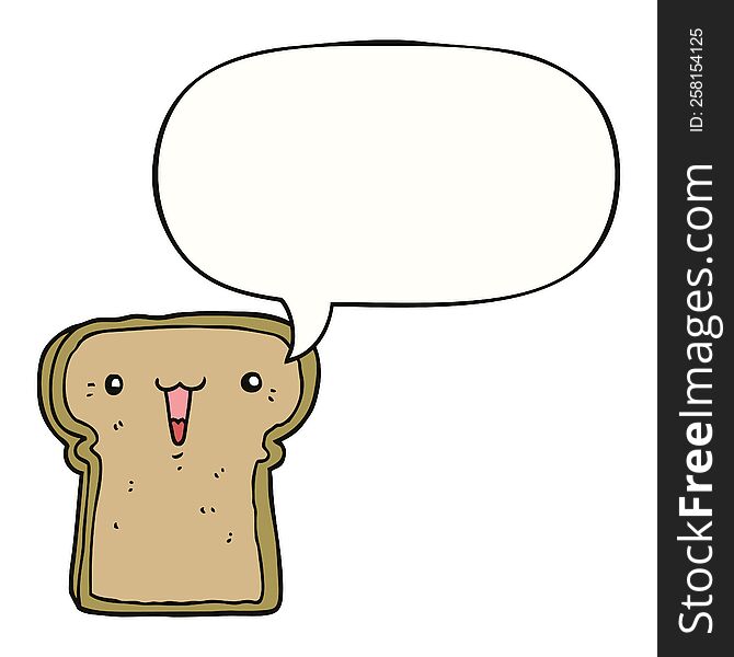 cute cartoon toast with speech bubble. cute cartoon toast with speech bubble