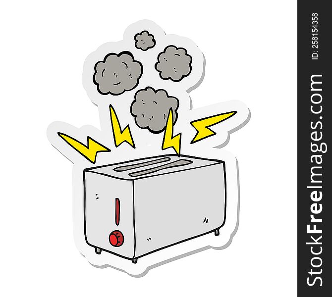 Sticker Of A Cartoon Faulty Toaster