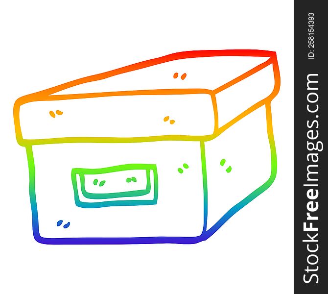Rainbow Gradient Line Drawing Cartoon Old Filing Box