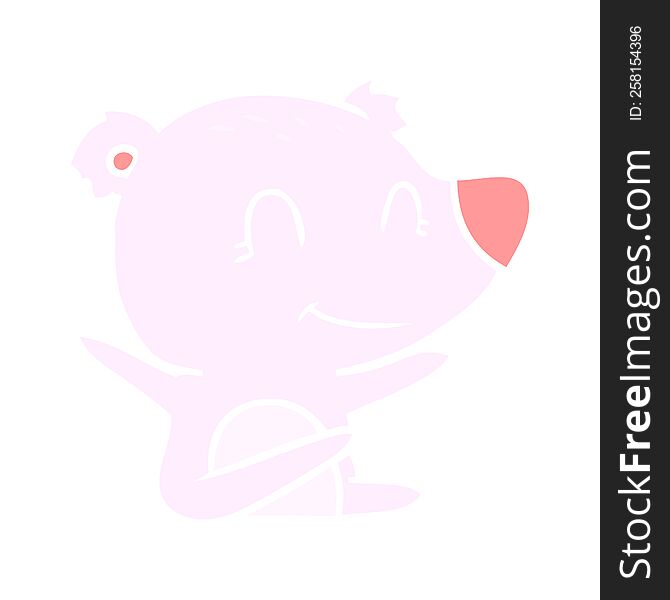 Smiling Bear Flat Color Style Cartoon