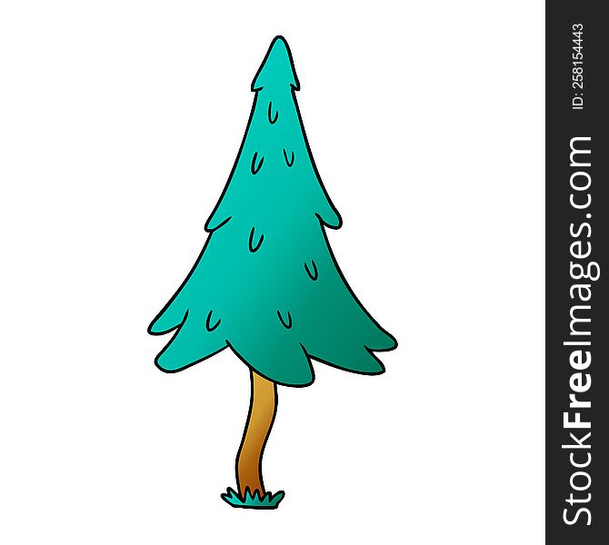 hand drawn gradient cartoon doodle of woodland pine trees