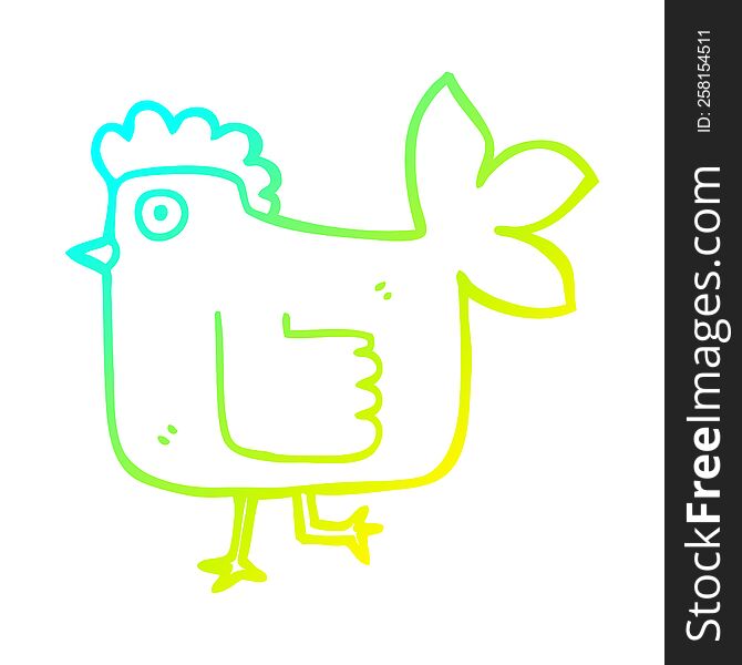 cold gradient line drawing of a cartoon chicken