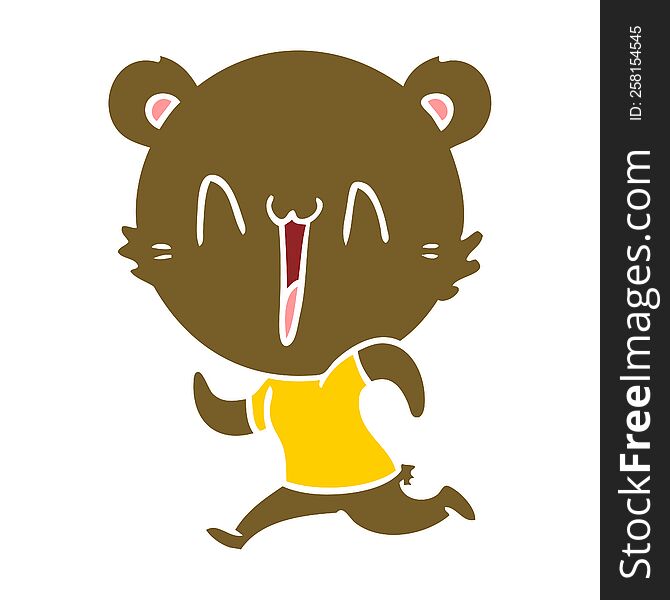 Running Bear Flat Color Style Cartoon