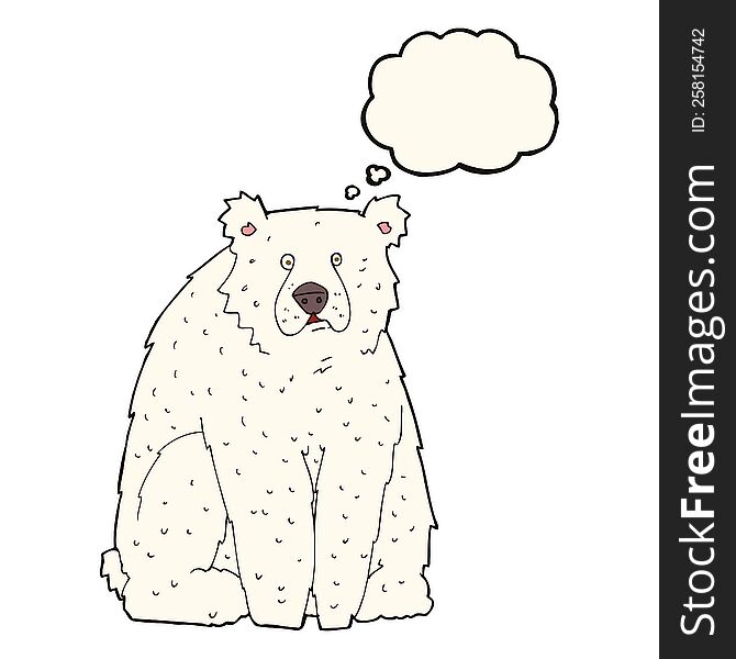 cartoon funny polar bear with thought bubble