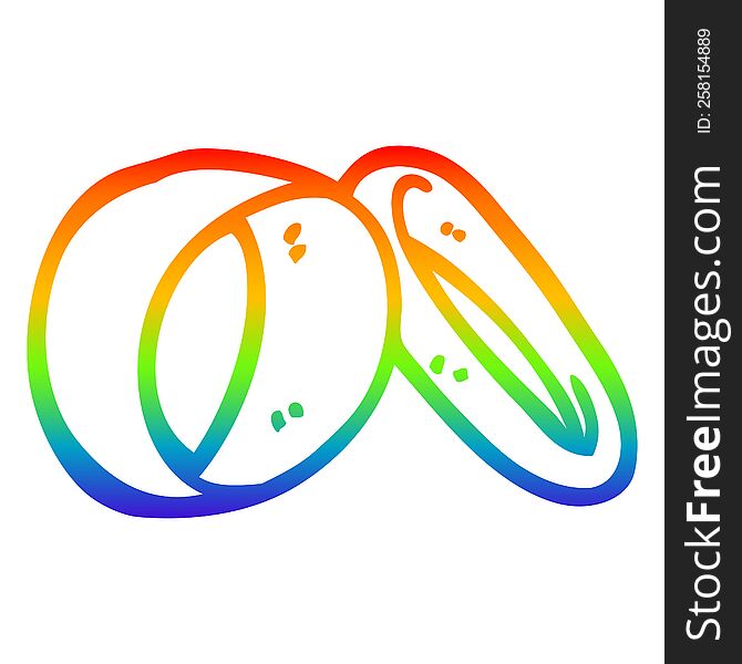 rainbow gradient line drawing of a cartoon wedding rings