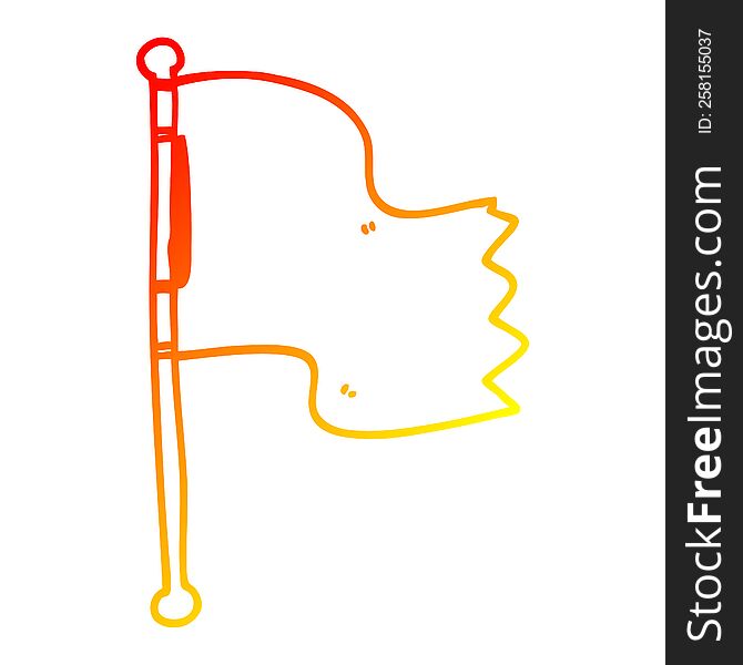warm gradient line drawing of a cartoon red flag