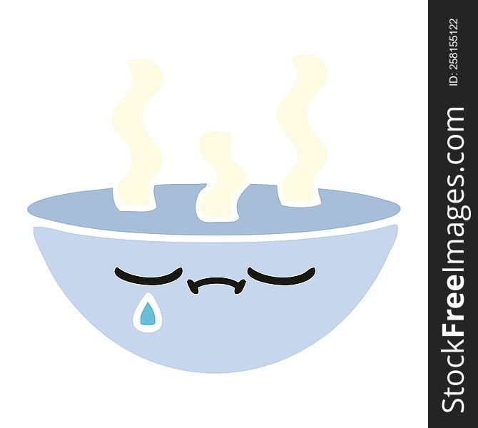 flat color retro cartoon of a bowl of hot soup