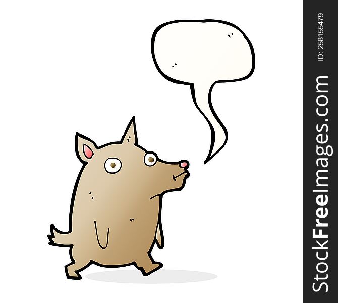 Cartoon Funny Little Dog With Speech Bubble