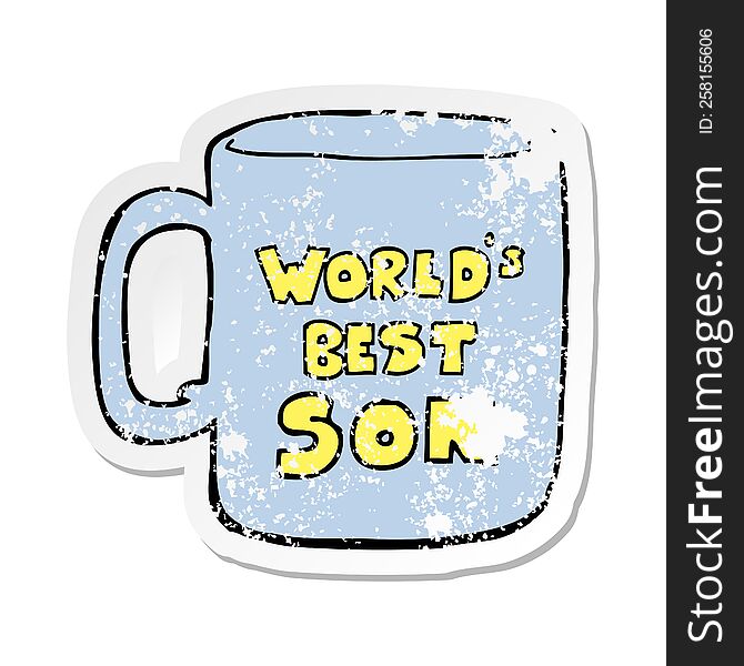 distressed sticker of a worlds best son mug