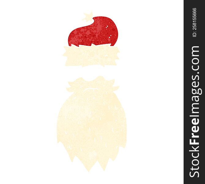 Retro Cartoon Santa Hat And Beard