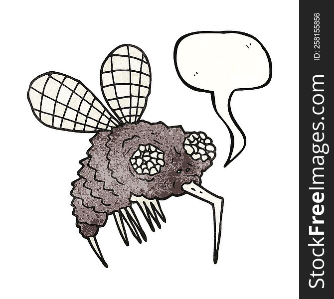 freehand speech bubble textured cartoon fly
