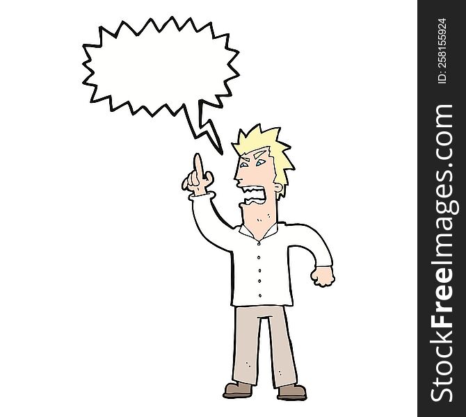 cartoon angry man making point with speech bubble