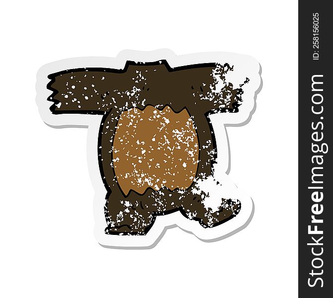 retro distressed sticker of a cartoon black bear body (mix and match cartoons