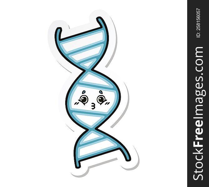 sticker of a cute cartoon DNA strand