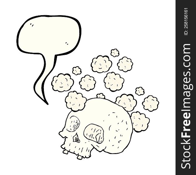 freehand drawn comic book speech bubble cartoon old skull