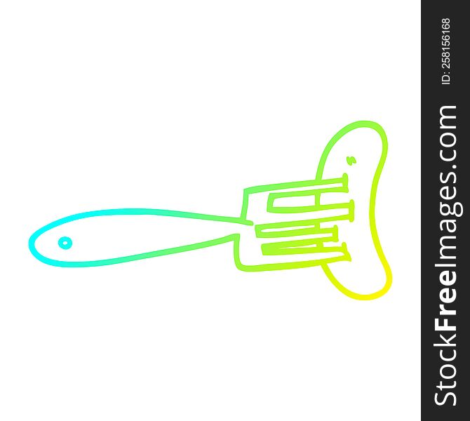 cold gradient line drawing of a cartoon sausage on fork