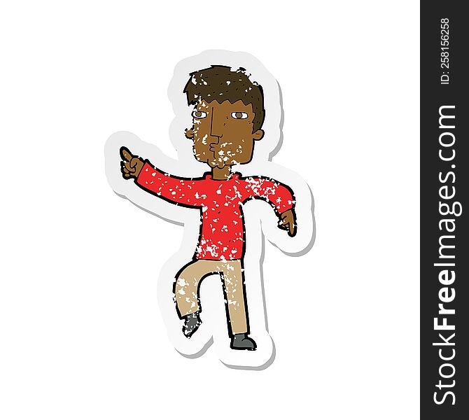 Retro Distressed Sticker Of A Cartoon Dancing Man