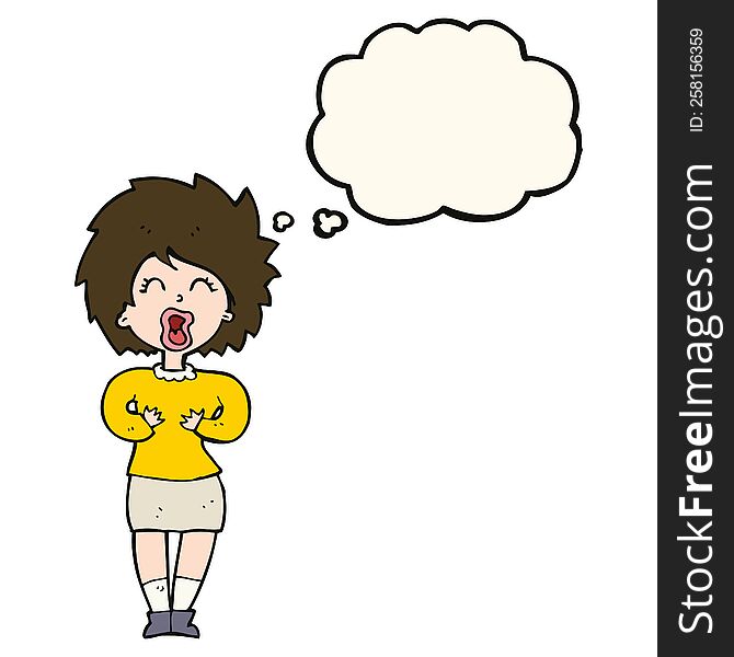 cartoon screaming woman with thought bubble