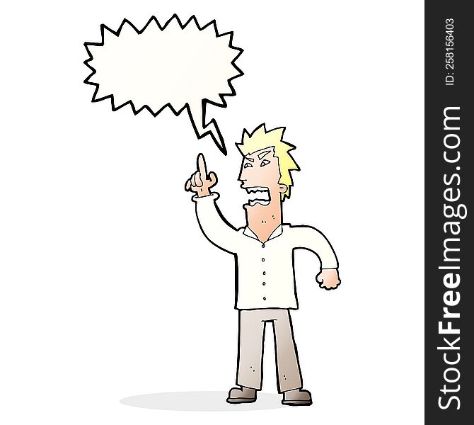cartoon angry man making point with speech bubble