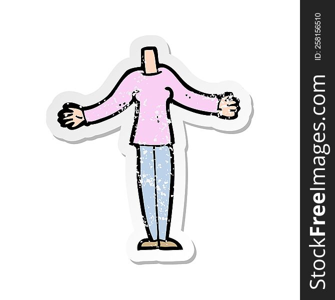 retro distressed sticker of a cartoon female body