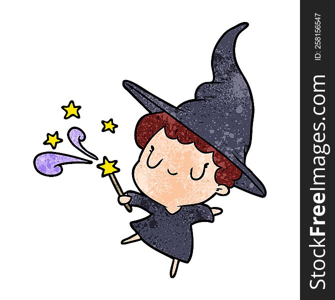 cute cartoon witch casting spell. cute cartoon witch casting spell